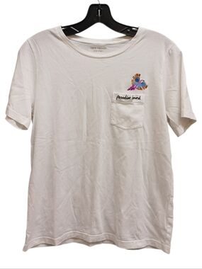 kate spade White Pocket Tee with Colorful Sequin Parrot Size Small